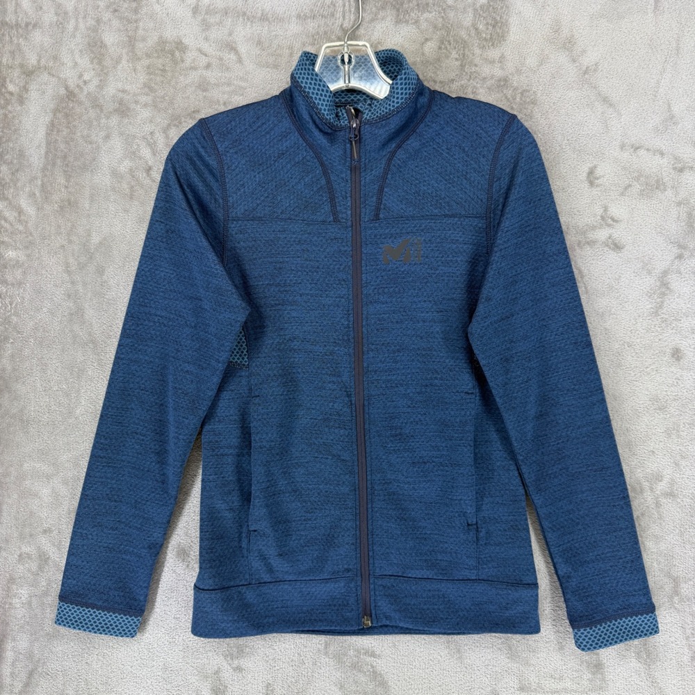 Millet Womens Blue Technical Full Zip Fleece Jacket Mock Neck Mesh Trim‎ Size 4